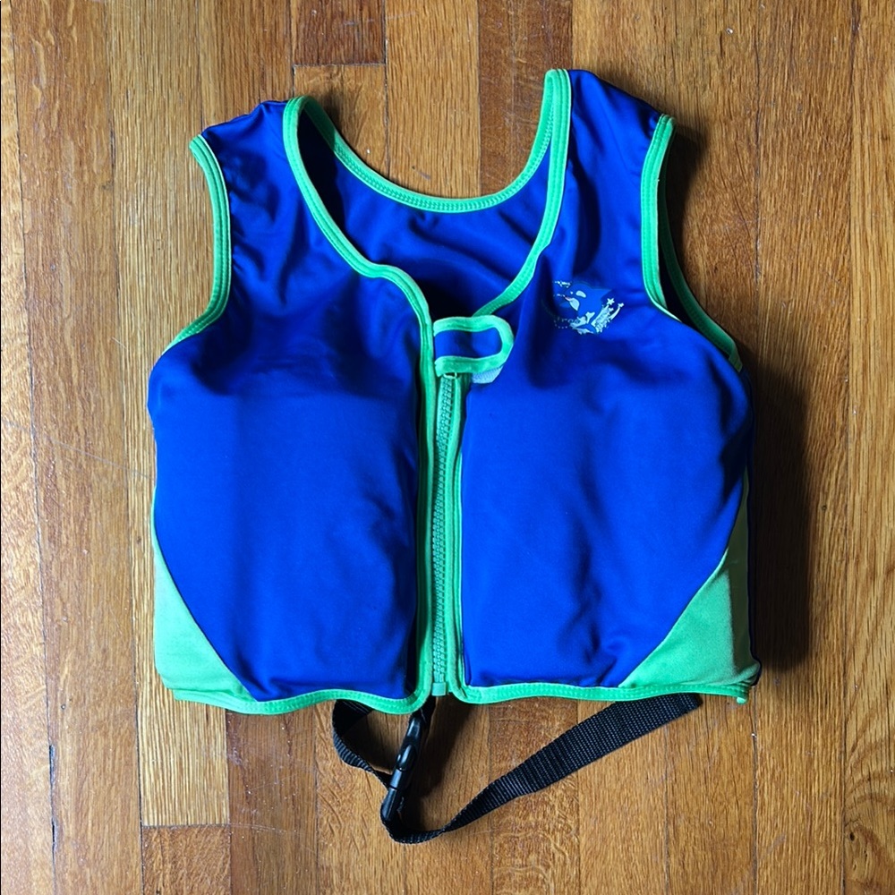 Vibrant Blue and Green Swim Vest with Adjustable Straps